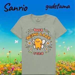 Sanrio Gudetama Busy Being Lazy Women's Floral T-Shirt Size M